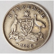 AUSTRALIA 1935 . SIXPENCE